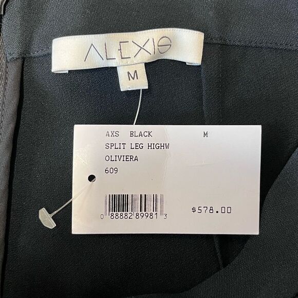 NWT Alexis | Black Oliviera Front Slit White Stitching High Waisted Pants M - Picture 11 of 12